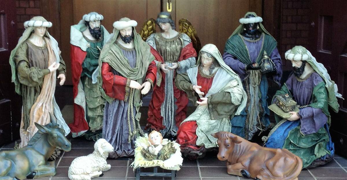 The Wangaratta Cathedral's nativity scene, before baby Jesus was attacked. 