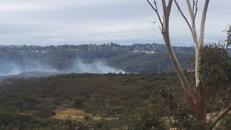 Smoke from the bushfire at Wentworth Falls. Photo: Top Notch Video.