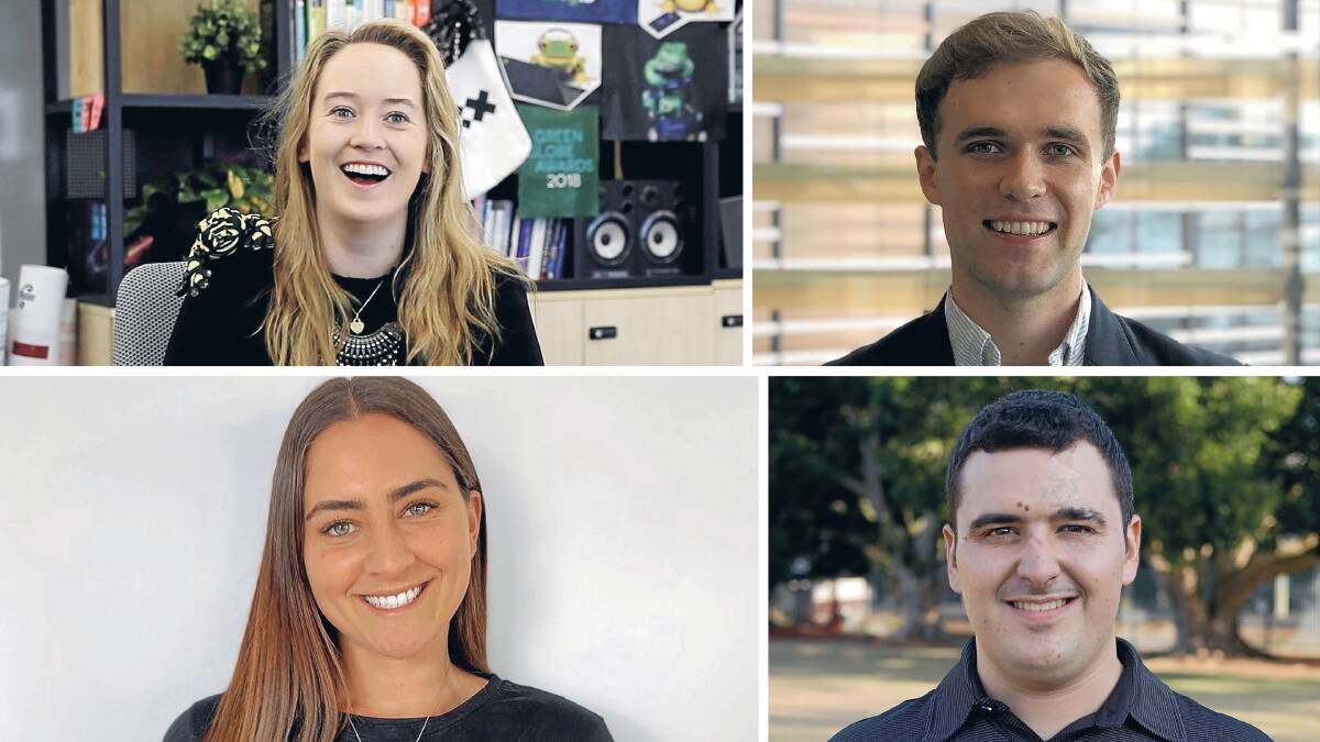 NSW Young Australian of the Year nominees for 2021: clockwise from top left, Isabella Bain, Joseph Bennett, Nathan Parker, Bronte Hendricks.