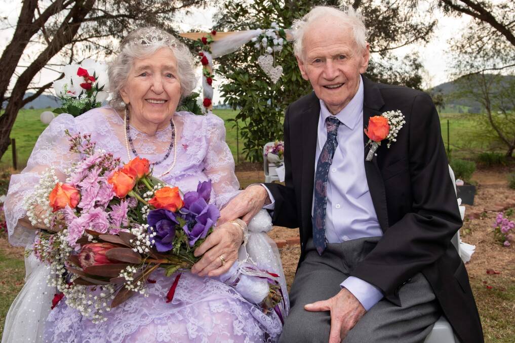 JUST MARRIED: Susie, 84, and David Draper, 85, have made their long-term commitment to each other official. Picture: DANNYJ PHOTOGRAPHY