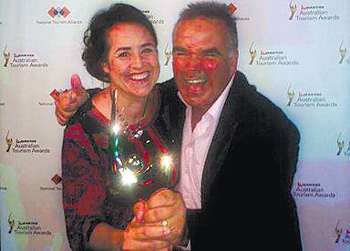 Vicki and Mark Norek of Life's An Adventure celebrate their Australian Tourism Award win on Friday night.