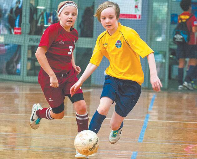 Winmalee's Amaya Moxham in action for NSW West U12s at last month’s Australian Futsal Championships. Amaya was selected in the Australian girls U12s squad to tour California in October.