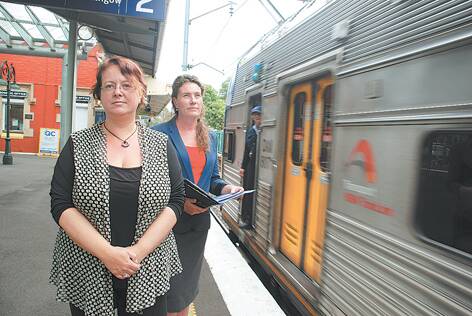 Opposition transport spokeswoman, Penny Sharpe, with Labor's Blue Mountains spokesperson, Trish Doyle, who has been speaking to some frustrated commuters about public transport concerns.