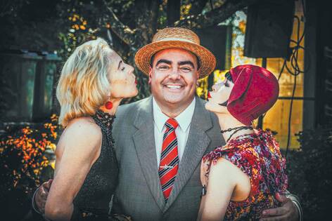 Randall Walker with Charlotte Smith and Claudia Chan Shaw at this year's Roaring 20s Festival in Leura. The chairman signed off on Monday. Photo: David Hill.