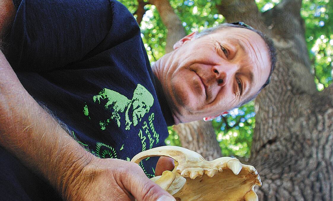  Hazelbrook’s Mike Williams holding a cast of a leopard skull.