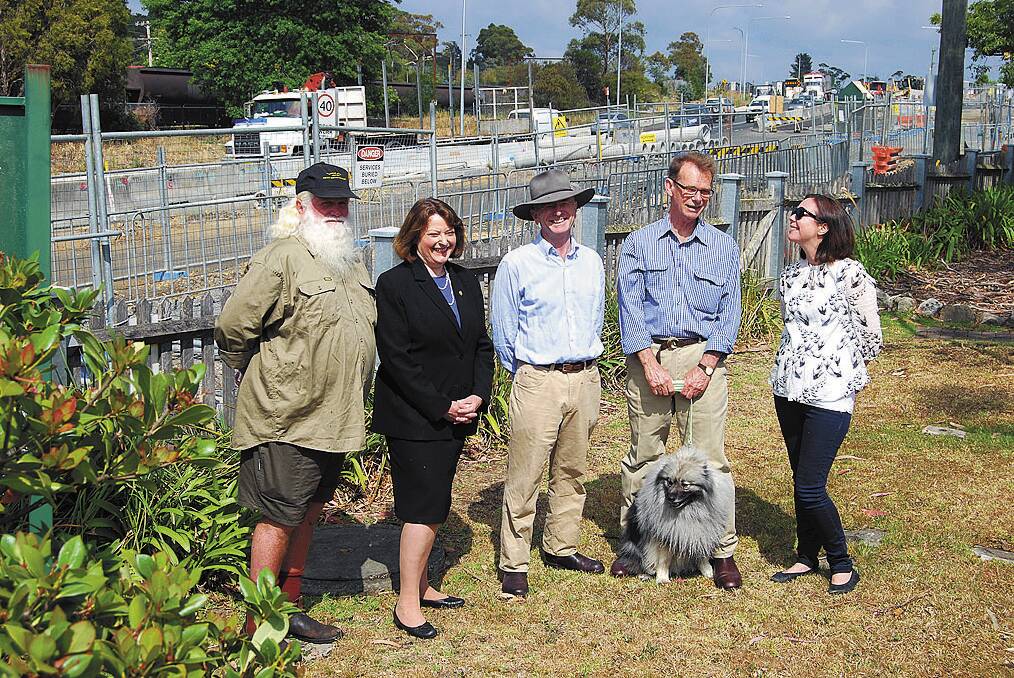 Woodford Progress Association (WPA) member Max Hill, Member for Blue Mountains Roza Sage, WPA president Ian Robinson, Woodford Academy chairman Ian Harman and Woodford Academy committee member Elizabeth Burgess welcome the decision to install traffic lights at Woodford.